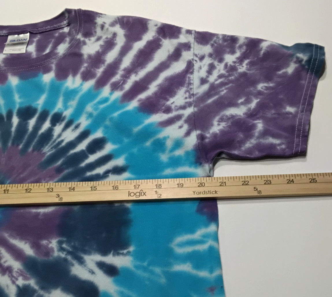 New Tie Dye Men’s T-Shirt Purple Blue Adult Large Multicolor Summer Spiral