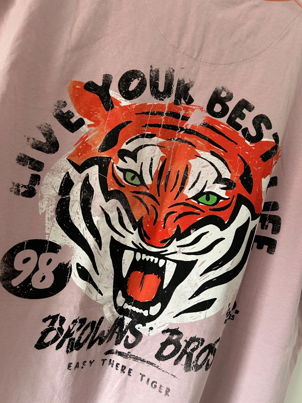 Joe Browns T Shirt NEW Large Pink Tiger Print Graphic Tee Casual Wear BNWT