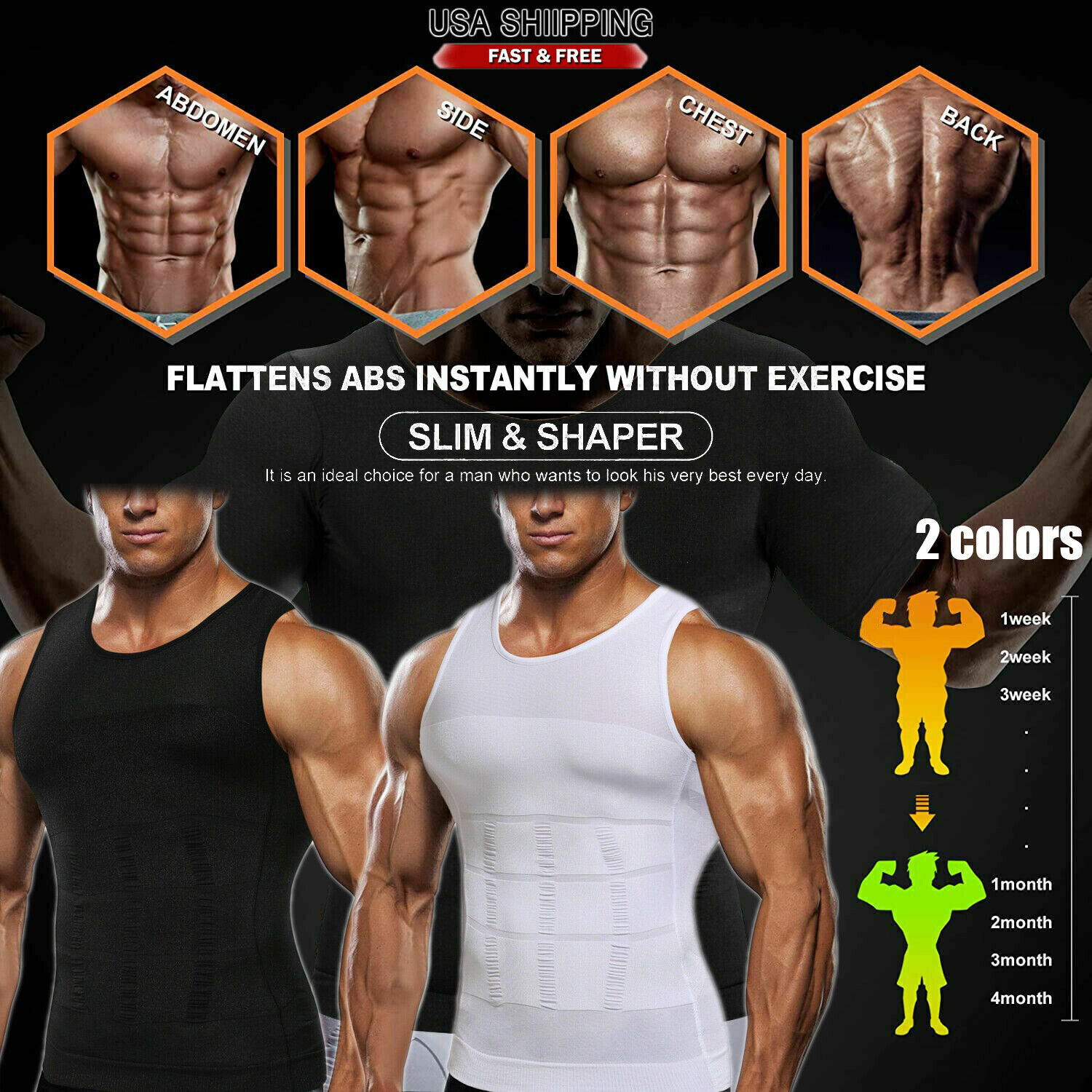 Men Compression Shirt Sleeveless Body Shaper Base Layer Slimming Tank Tops Vests
