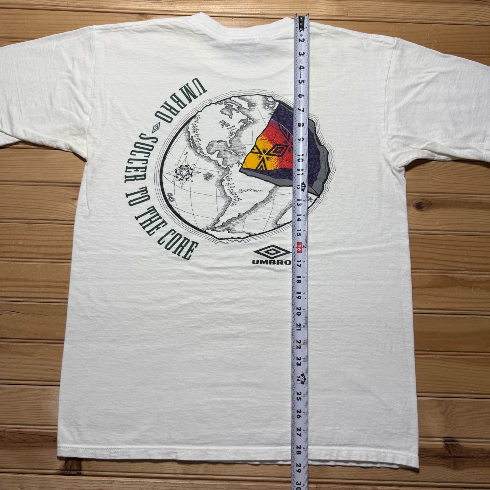Vintage 90s Umbro Soccer To The Core Globe Sports Graphic T-Shirt USA – Large