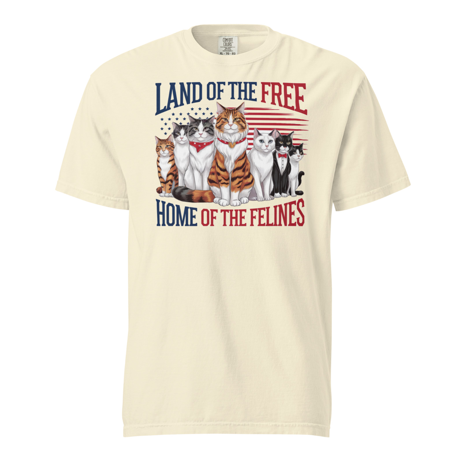 Land of the Free Home of the Felines Comfort Colors Cat Lover T-Shirt