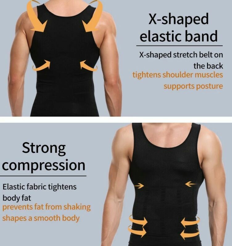 Men’s Slimming Body Shaper Workout Shirt Muscle Sleeveless Bodybuilding Tank Top