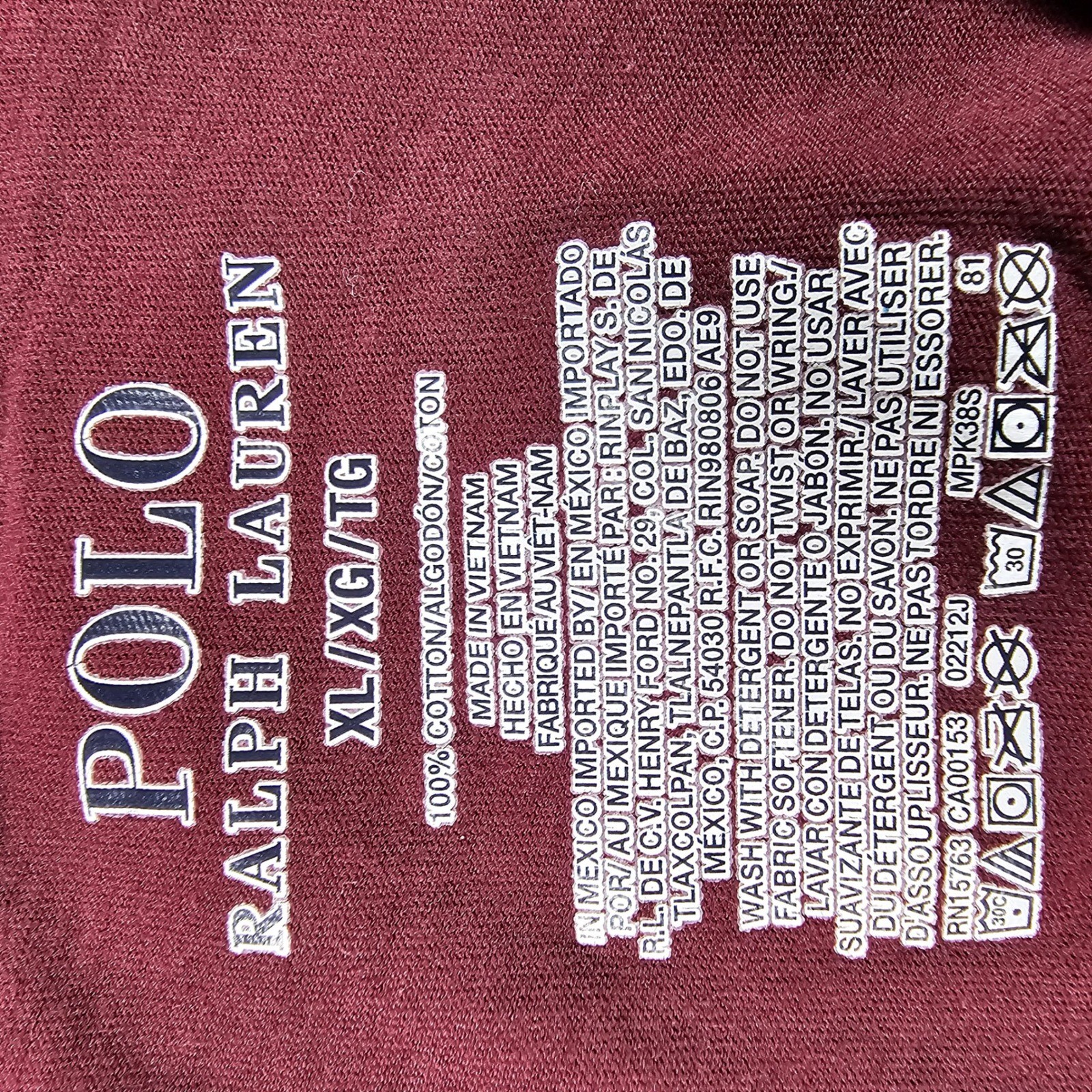 Polo Ralph Lauren Mens XL Burgundy Long Sleeve Big Pony Camo Graphic T-Shirt