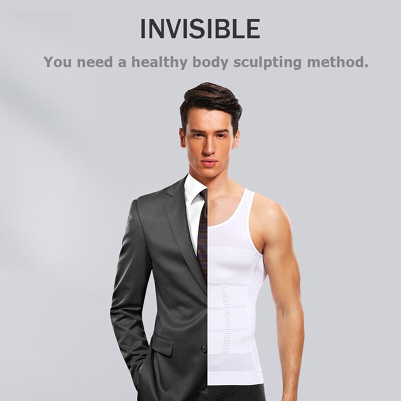 Men 3 Pack Body Shaper Slimming Tummy Vest Compression Shirts Tank Top Shapewear