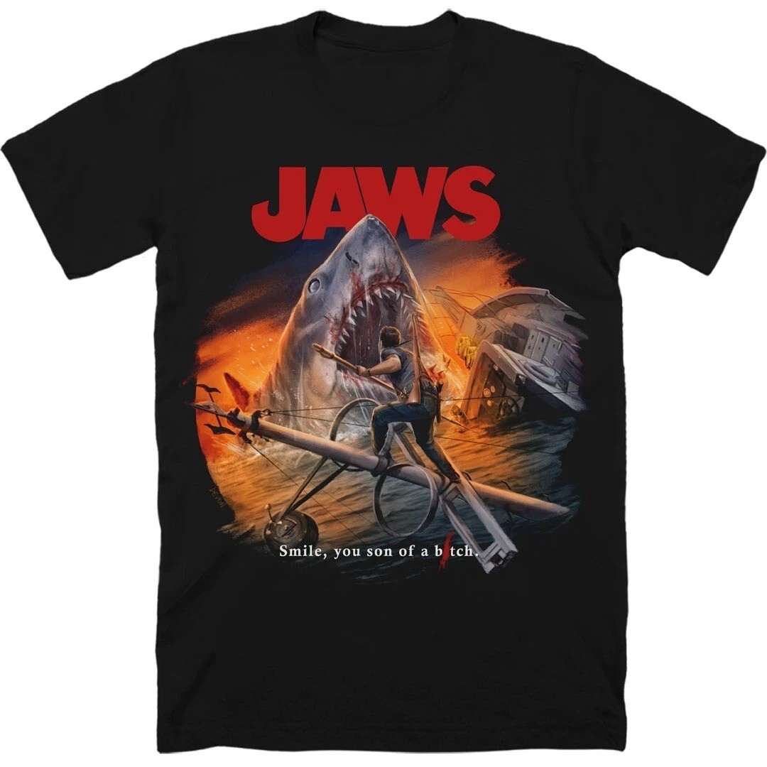 Jaws Black Full Size S To 5XL Shirt Hot Trend