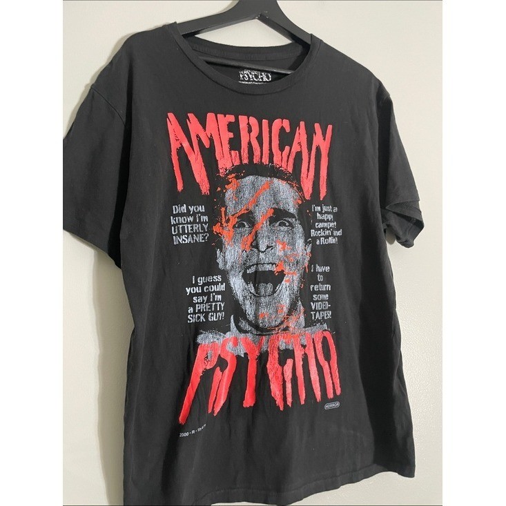 American Psycho Movie Graphic T-Shirt Mens Large Black Cotton Horror Film Tee