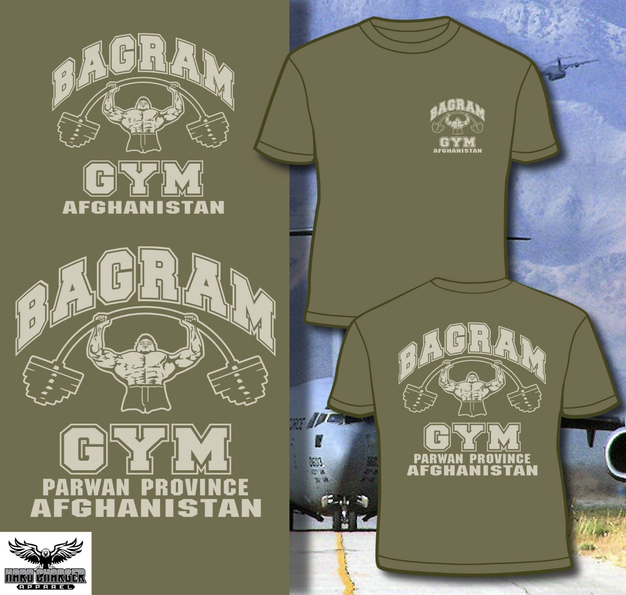 Bagram Gym Parwan Province Army, Navy, MC, Air Force Afghanistan T-shirt