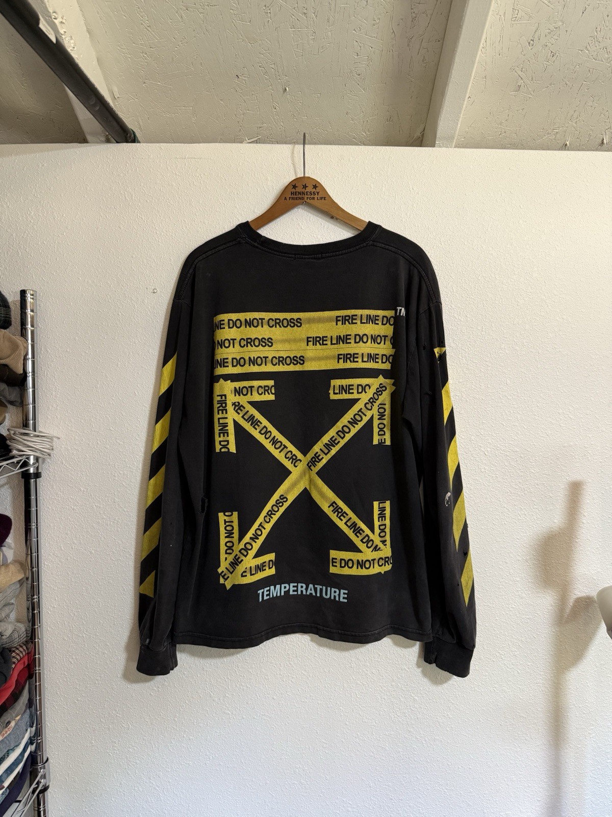 VTG OFF-White Caution Tape Long Sleeve Size Large