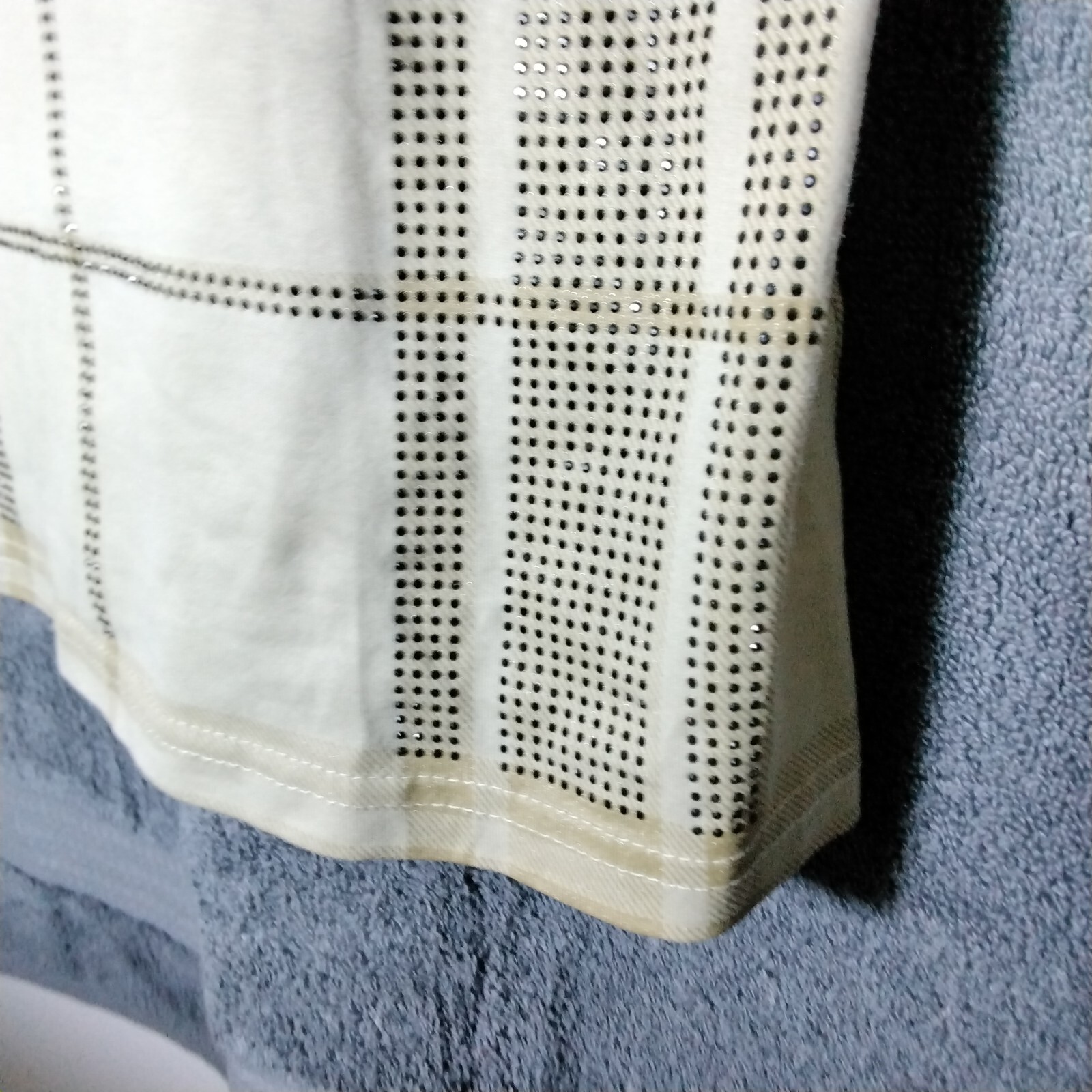 Platini Black Label Shirt Mens Size XL Beige Geometric Beaded Short Sleeve