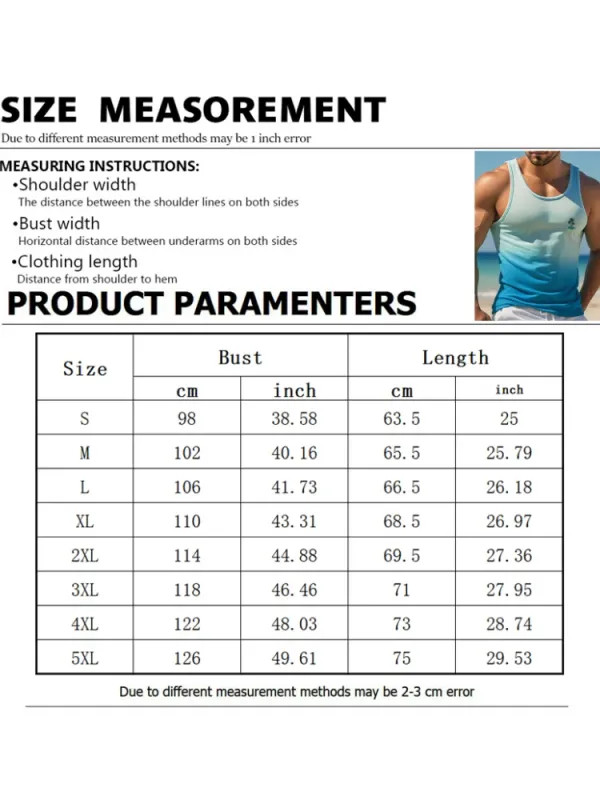 Summer Tank Top Men’s Hawaii Beach Casual Clothing Quick Drying Silk Fit