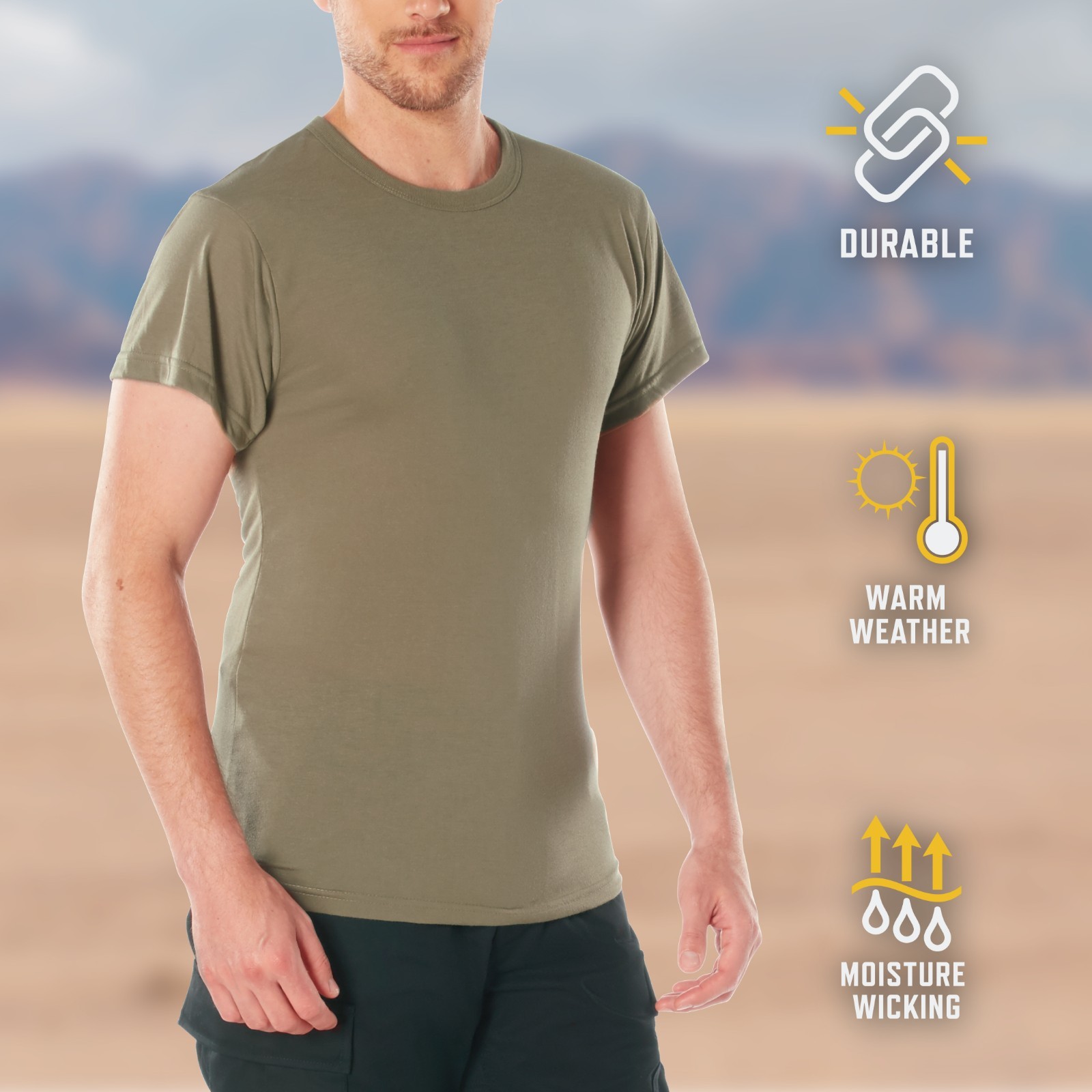 Moisture Wicking T-Shirt Solid Tactical Workout Crew Neck Comfy Lightweight Tee