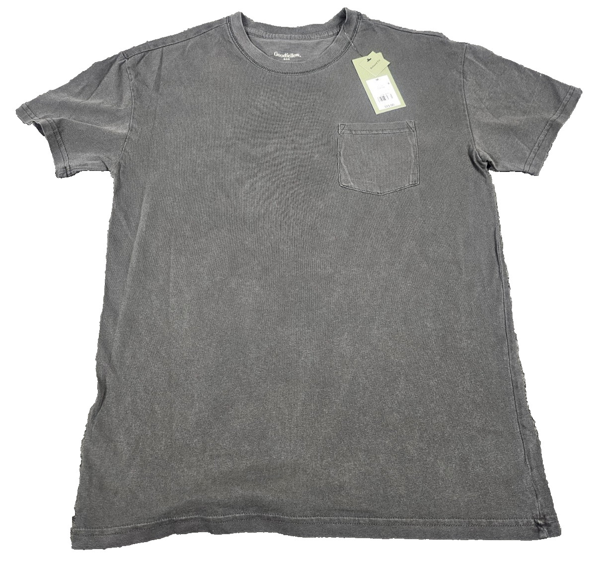 Men’s Crew Neck T Shirt 2 PK Medium Black Charcoal Pocket Relaxed Fit Goodfellow