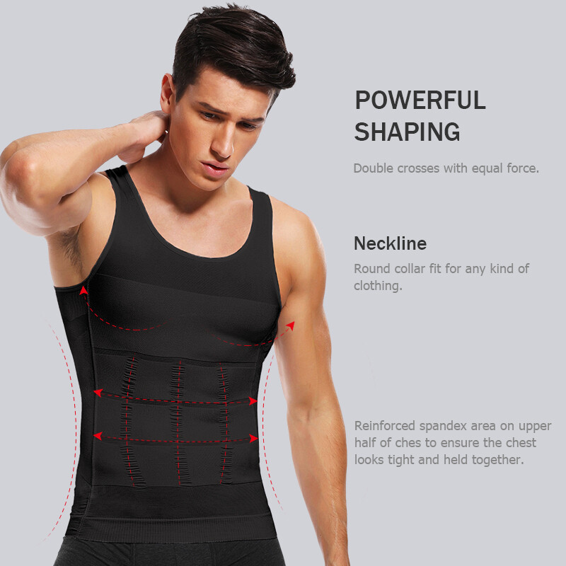 Mens Slimming Tummy Body Shaper Vest Compression T-Shirt Ultra Durable Tank Tops