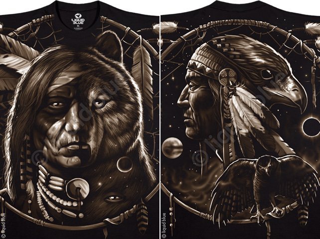 NATIVE AMERICAN-DREAM SPIRIT-2 SiDeD-T-SHIRT S-M-L-XL-XXL Wolf,Eagle