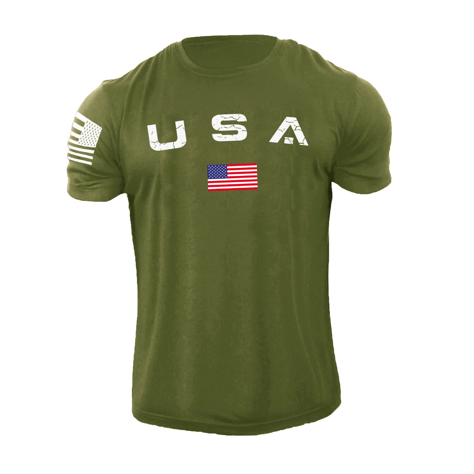 New Men’s Casual USA Flag T Shirt American Patriotic 100% Cotton Plus Size L-6XL