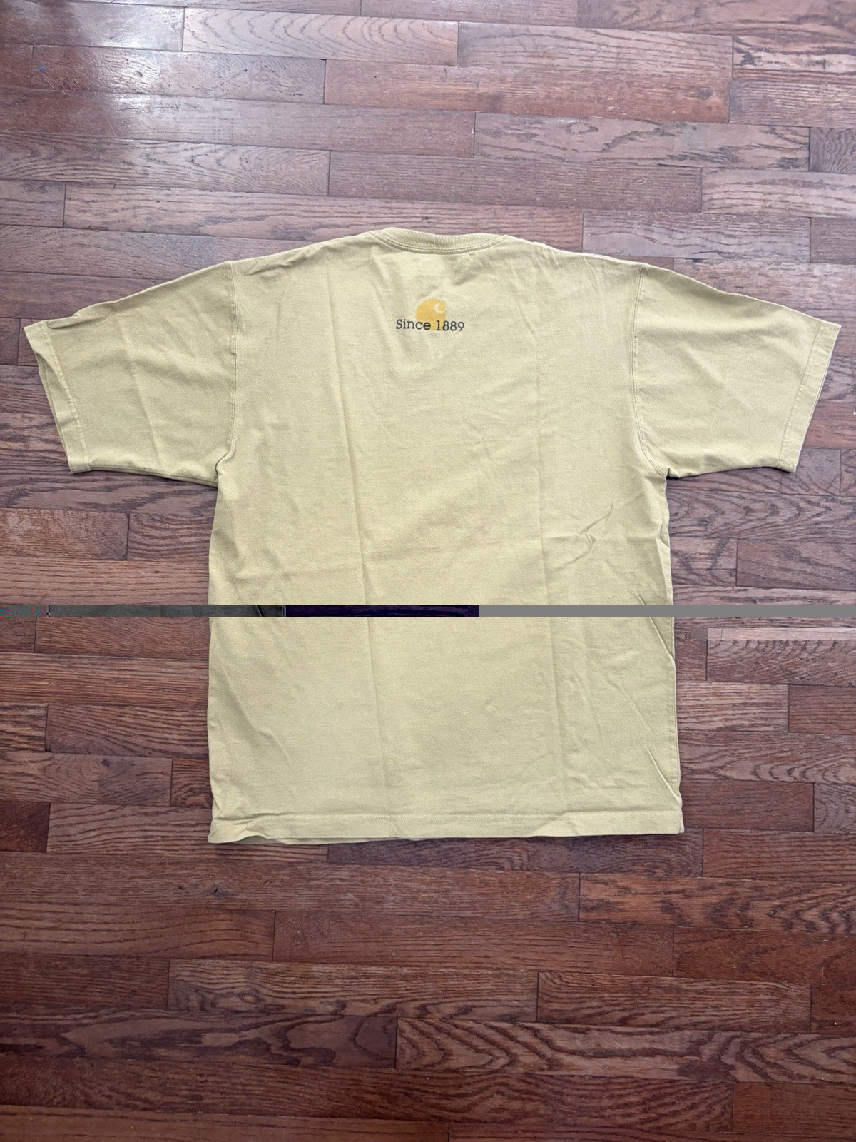 Carhartt Logo Graphic T-Shirt Size Medium Tan Brown 100% Cotton Workwear Tee