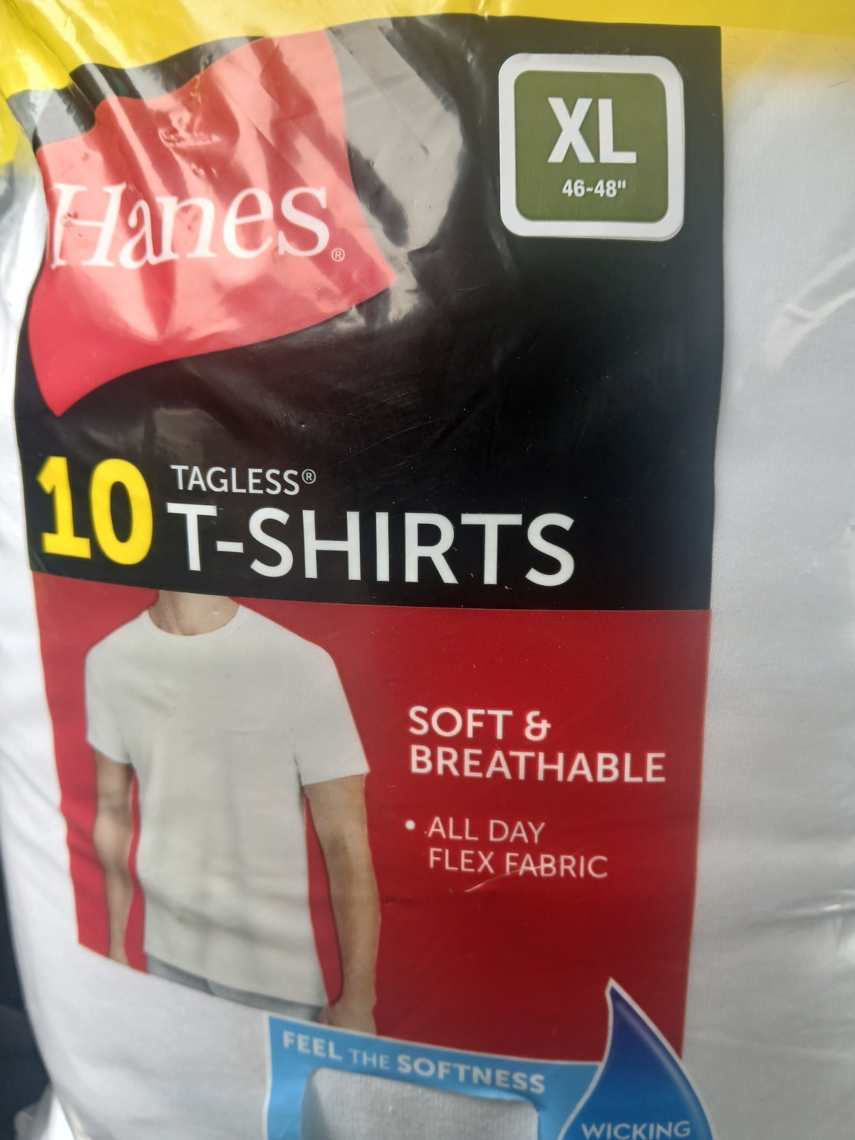 🎯Hanes Super Value Pack 10 Tagless T-Shirts White Extra Large XL 46″-48″ Cotton