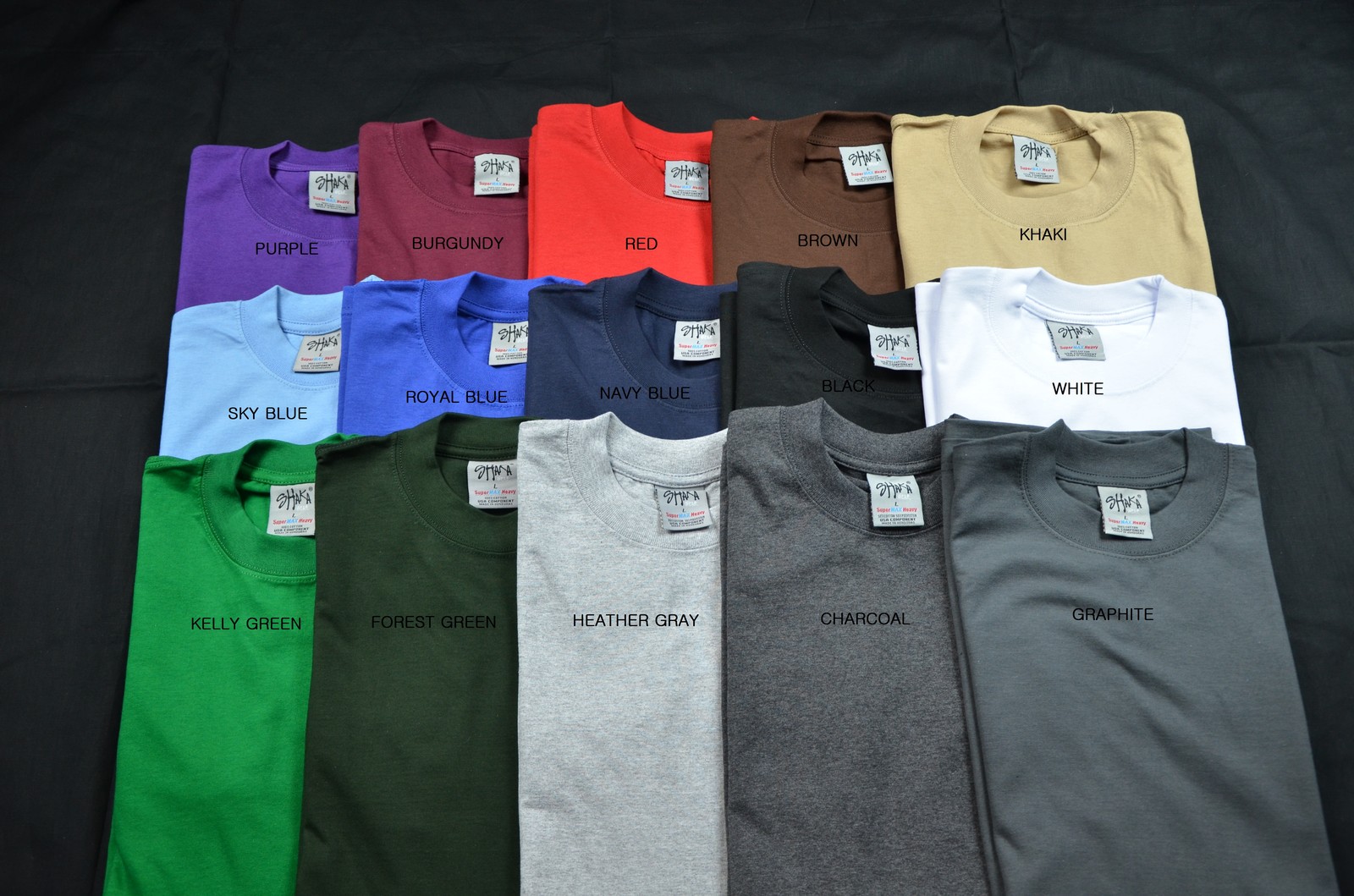 6 NEW SHAKA WEAR SUPER MAX HEAVY WEIGHT T-SHIRTS COLOR TEE PLAIN XL 6PC