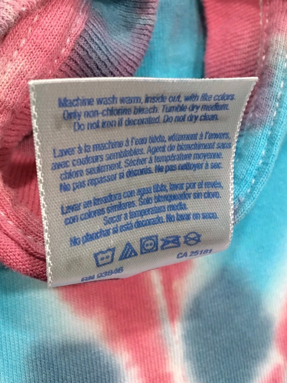 New Tie Dye Men’s T-Shirt Red Blue Adult Medium Multicolor Summer Spider