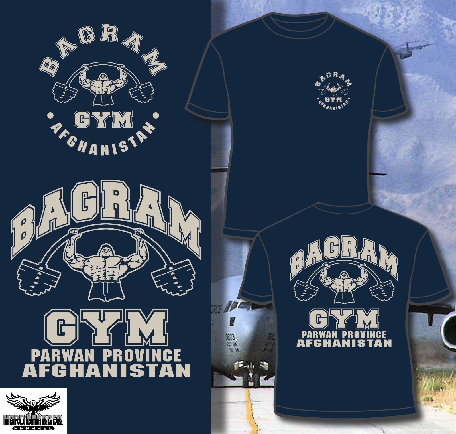 Bagram Gym Parwan Province Army, Navy, MC, Air Force Afghanistan T-shirt