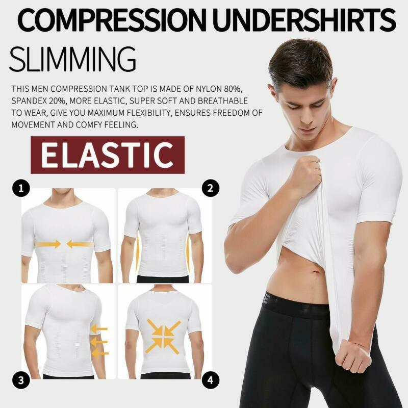 Men Classic Sleeveless Slimming Body Shaper Workout Shirt Belly Control Tank Tee