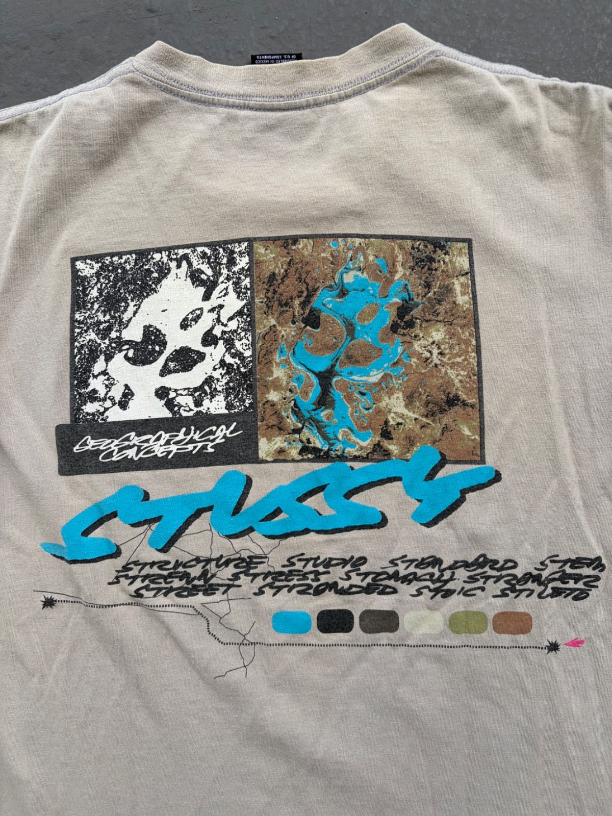 Stussy x Futura Geographic tee grey