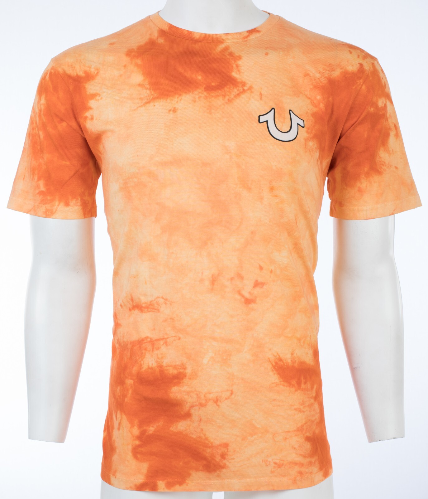 $79 TRUE RELIGION Orange BUDDHA TIE DYE Short Sleeve Designer Graphic T-shirt
