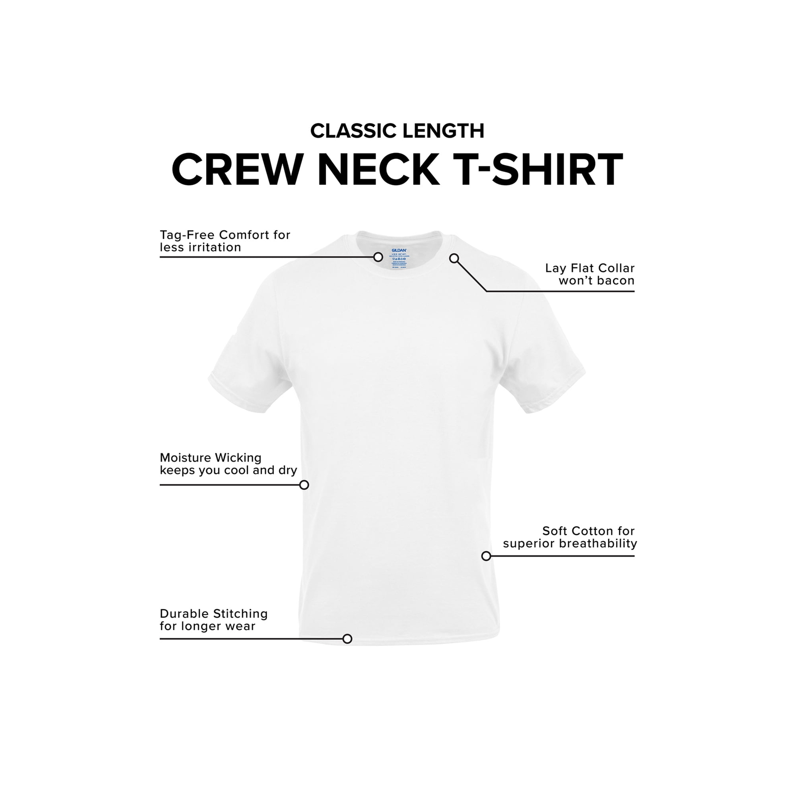 Gildan Men’s 10 Pack Short Sleeve Crew T-Shirt White Size Medium NEW