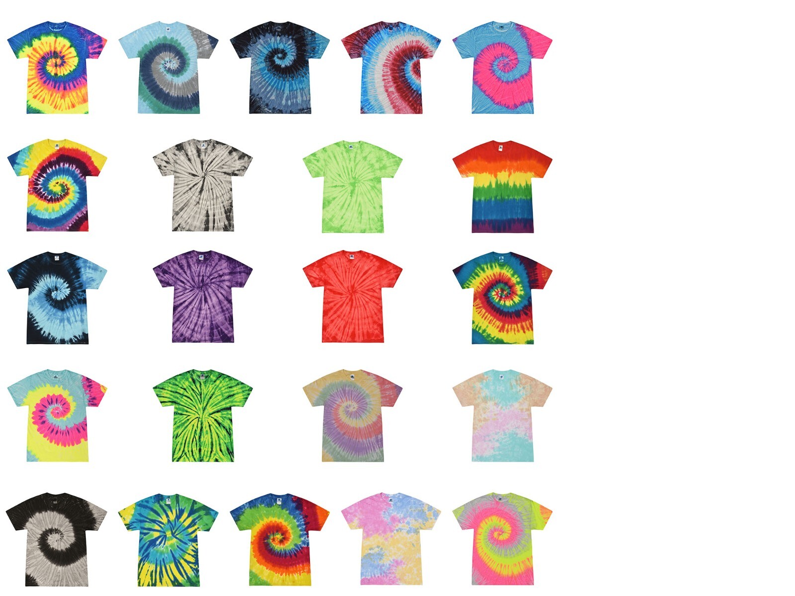 Tie Dye T-Shirts Multi-Color Adult Size 4XL – 5XL 100% Cotton Colortone