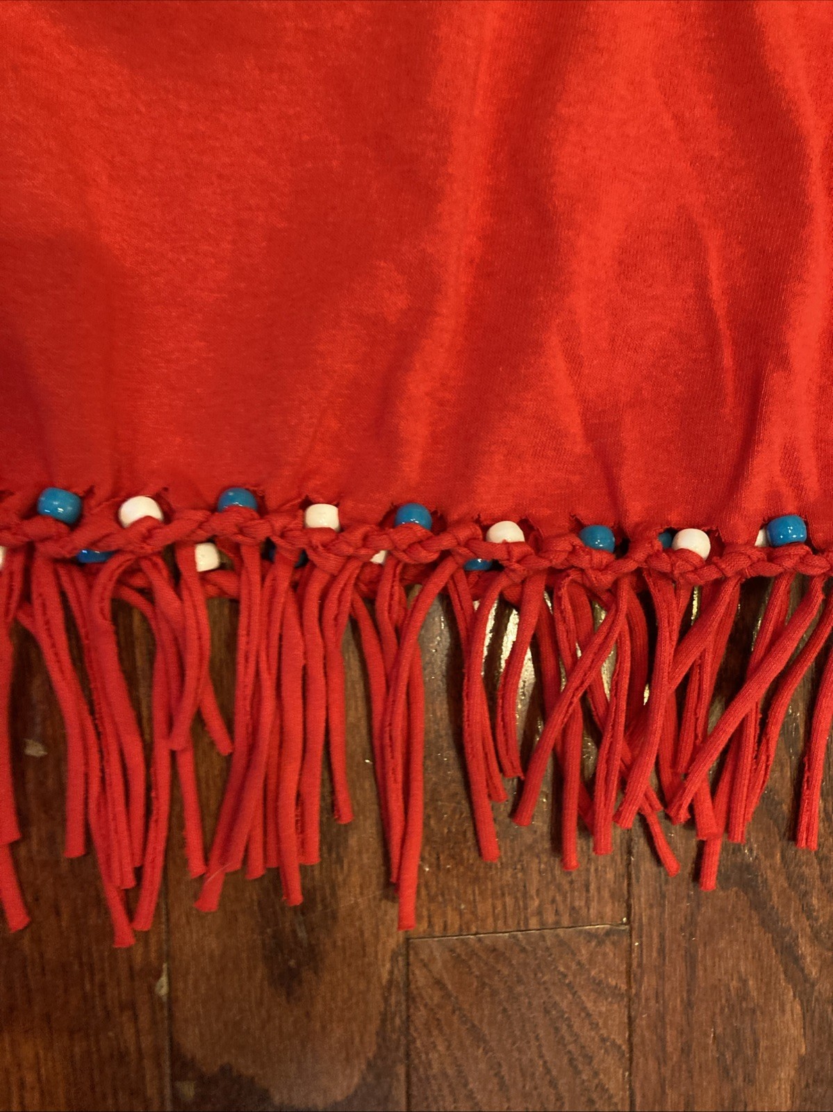 VINTAGE Native American T-Shirt XXL Red Beaded Fringe Rare Dream Catch