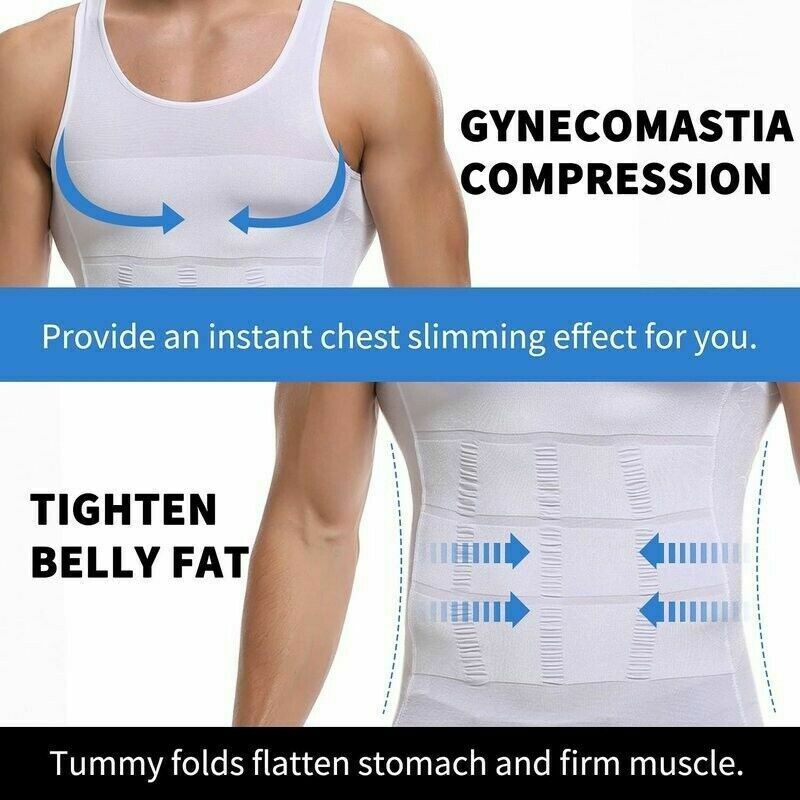 Men’s Body Shaper Toning T-Shirt Ultra Durable Compression Vest Tops Undershirts