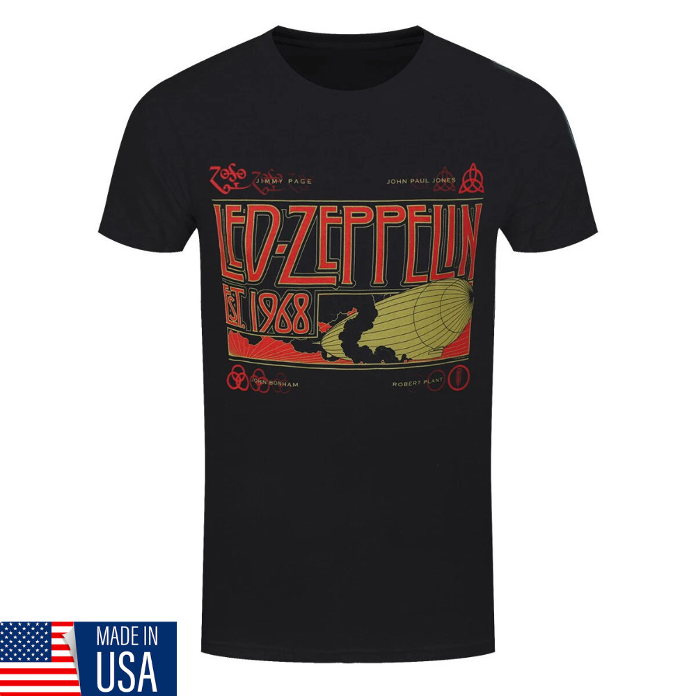 Led Zeppelin T-Shirt & Smoke Rock Band New Black Official – Led Zeppelin T-Shirt