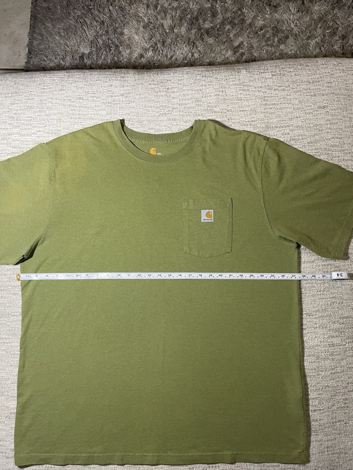 Carhartt Men’s 2XL T-Shirt Green Pocket Original Fit Crew Neck Cotton Heavyweigh