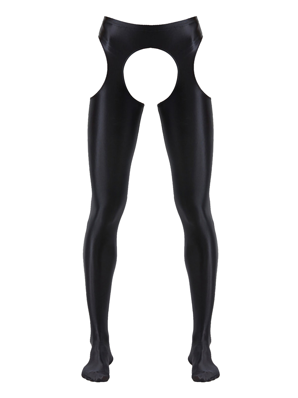 Mens Oil Glossy Skinny Pants Tank Top Cutout Opaque Tights Sports Gym Underwear