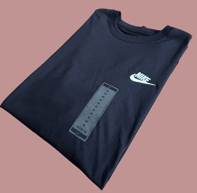 Nike Mens Sportswear Cotton Embroidered T-Shirt Black Sz M Short Sleeves New