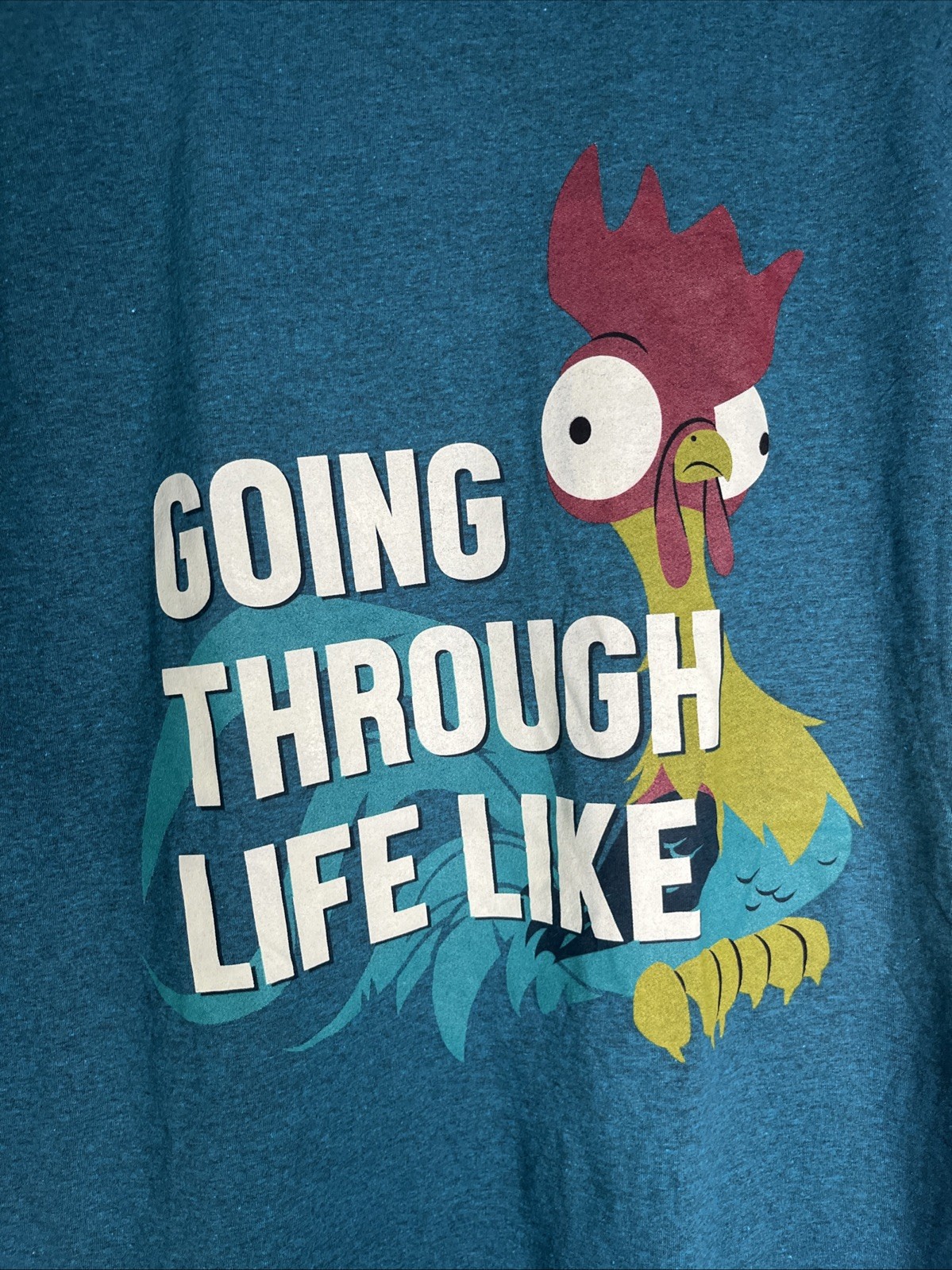 Delta Soft Moana Hei Hei Going Through Life Like Graphic T-Shirt Teal Blue Large