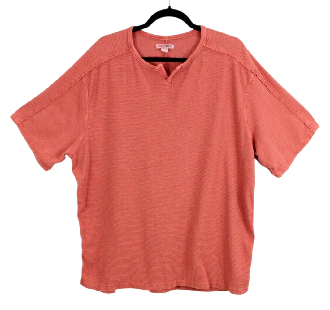 32 Bar Blues Thermal Mens Top XL waffle weave Short Sleeve Burnt Orange