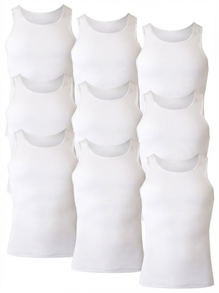 Hanes Men’s 2X-Large Tagless Tank Tops – 9 Pack (3x 3-Pack) Factory Imperfect