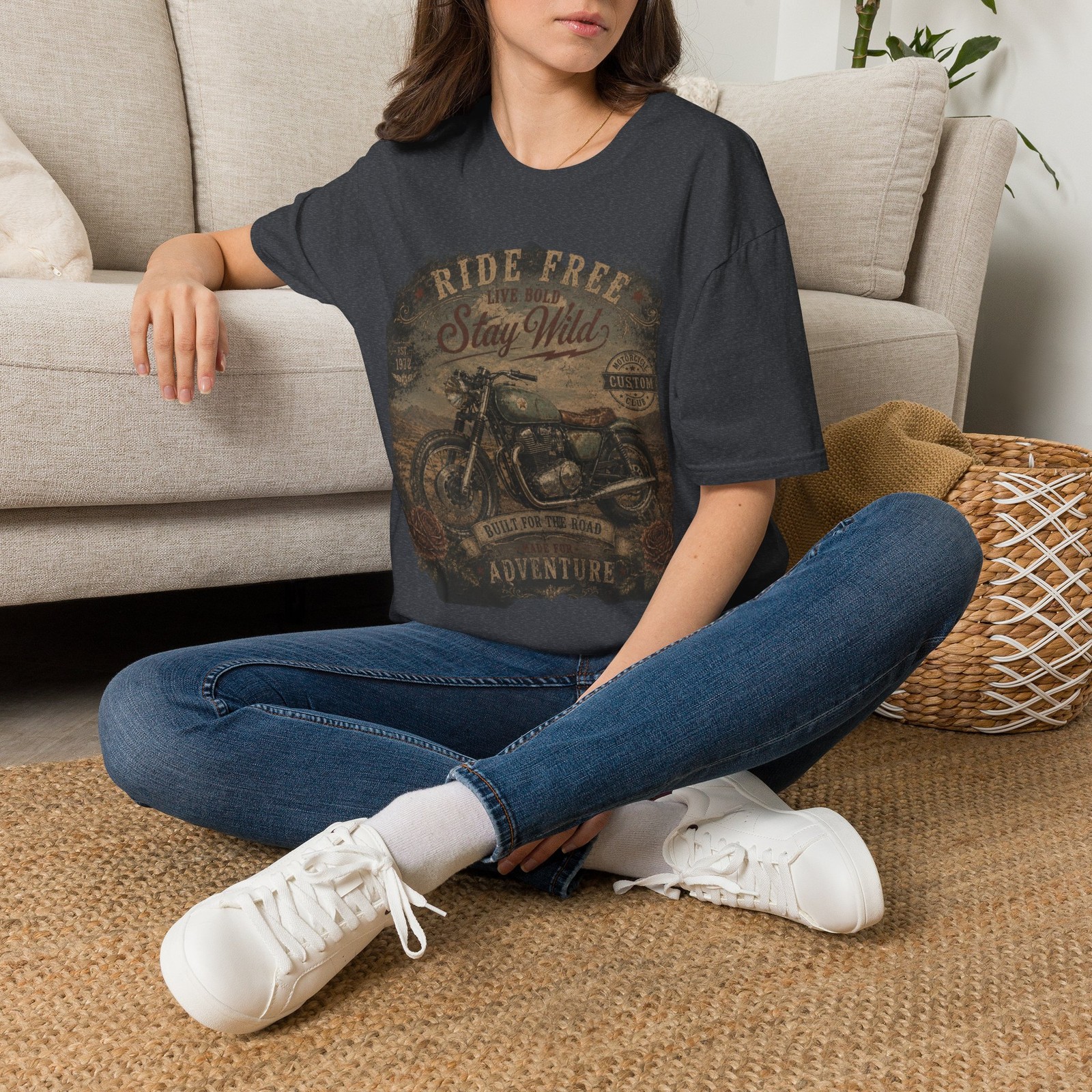 Ride Free Stay Wild motorcycle t-shirt | Adventure vintage graphic