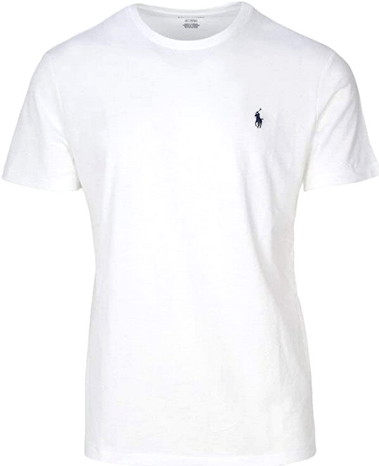 Polo Ralph Lauren Mens Custom Fit Crew Neck Short Sleeve T Shirt in White Medium
