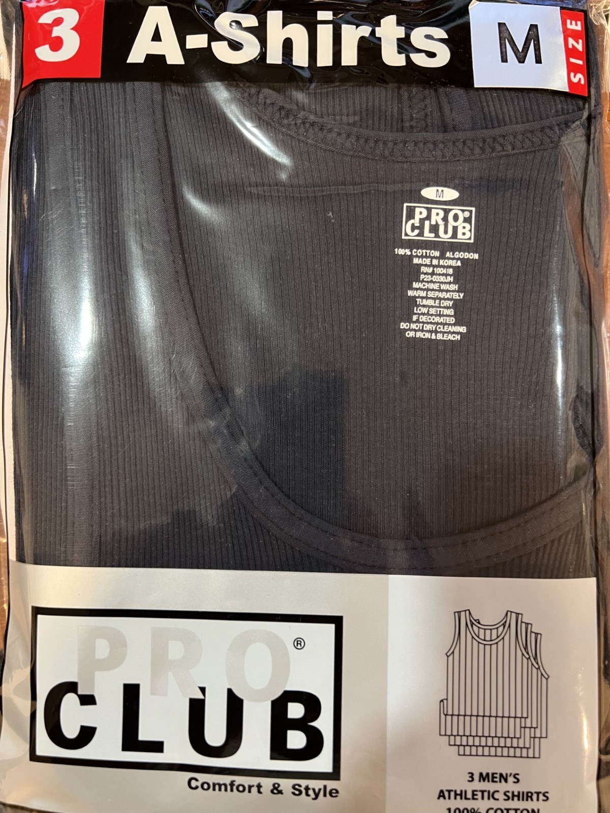 3 New PROCLUB MEN’S A-shirts Navy Tank Top Undershirts Pro Club Medium 3PC