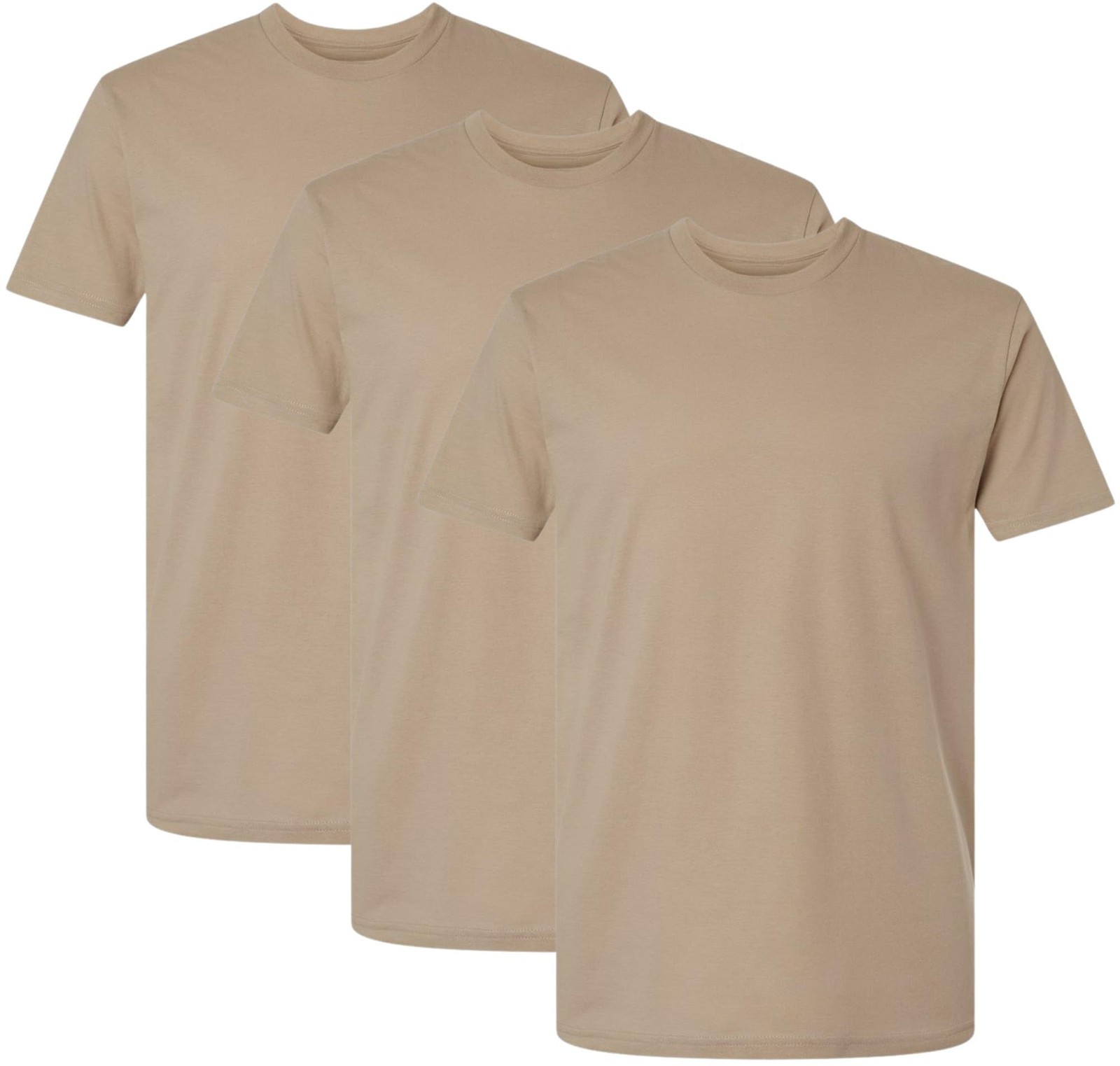 Desert Tan Military T-Shirts 3 Pack 100% Cotton Army Undershirts Crewneck Tees