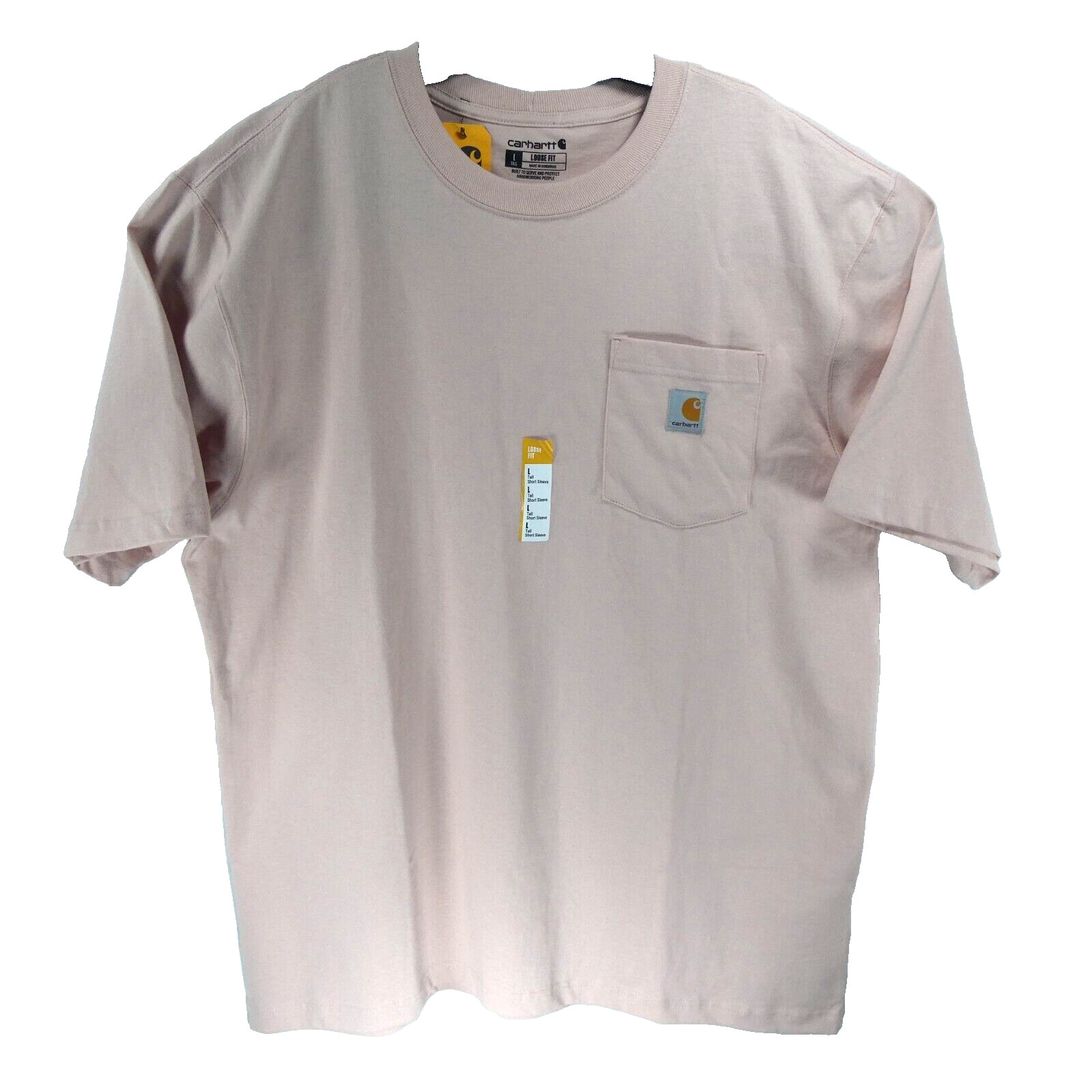 New Carhartt Mens Pink L Tall Loose Fit Heavyweight Single Pocket Cotton T Shirt