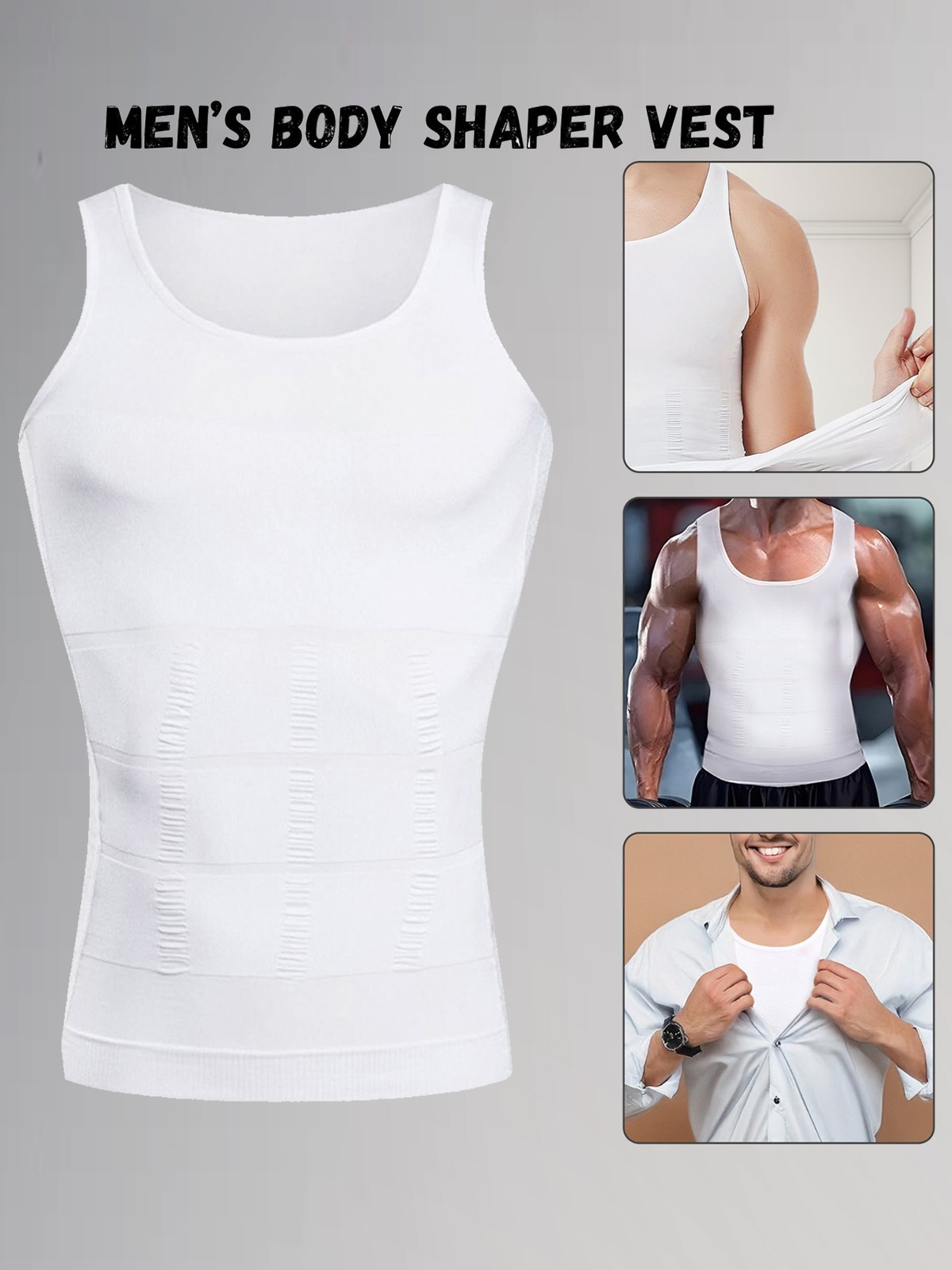 Men Slimming Body Shaper Compression Shirt Tummy Control Vest Fitness Tank Tops