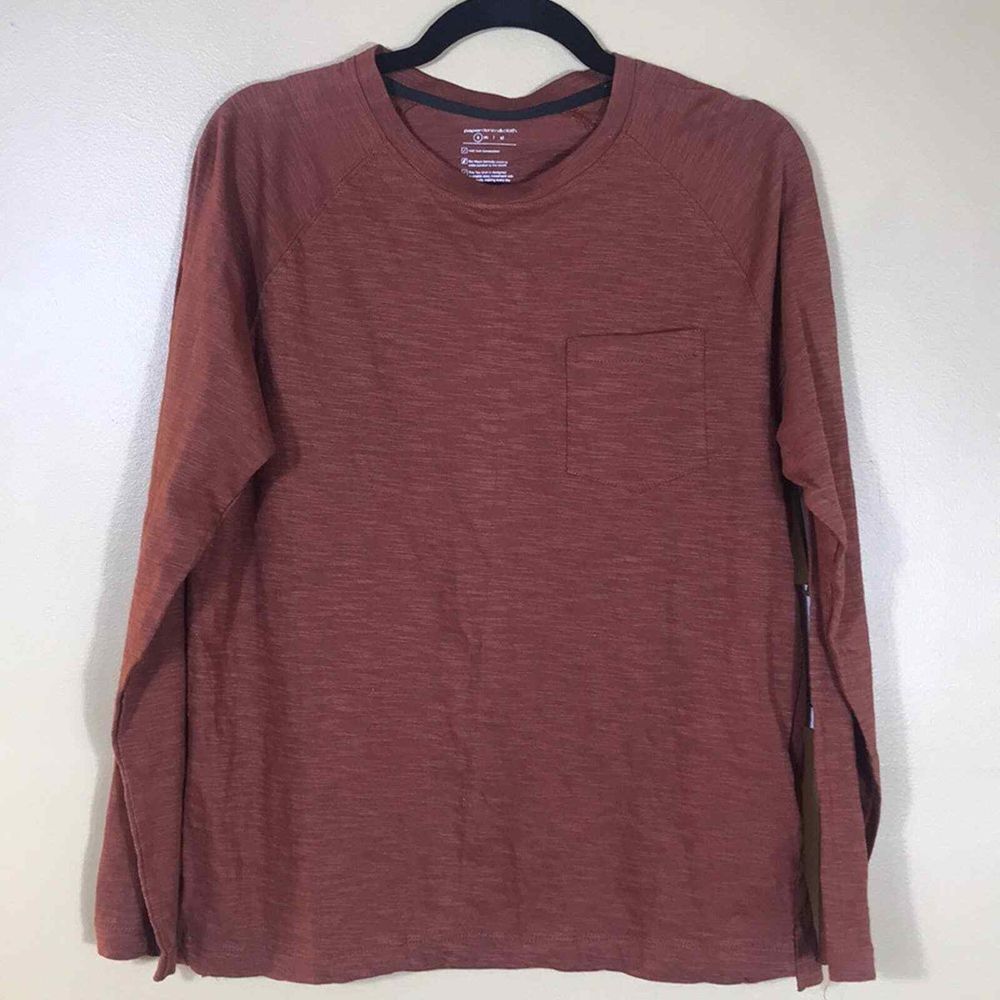 Paper Denim & Cloth Shirt Mens Small Amber Orange The Core Long Sleeve Tee