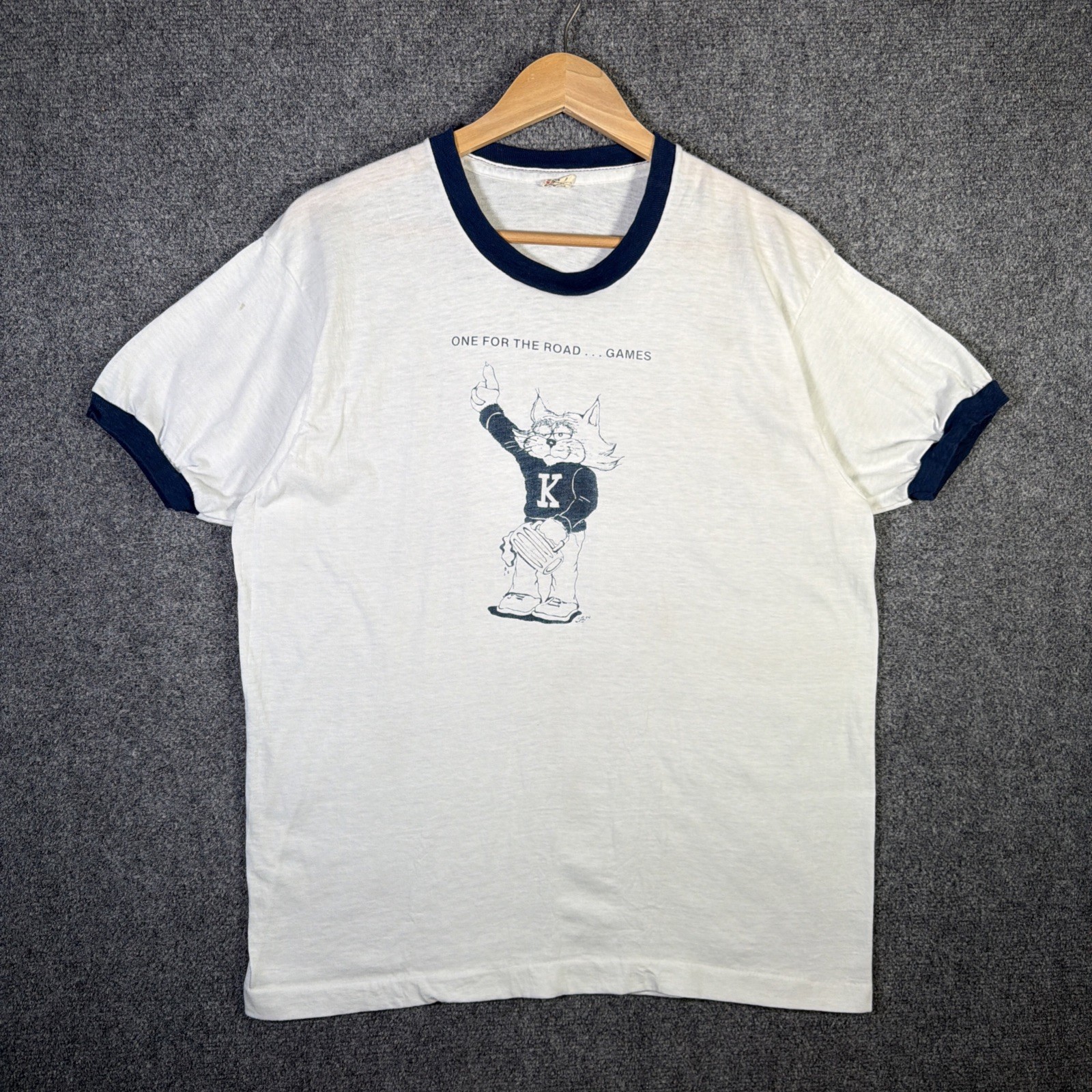 Vintage Kentucky Wildcats Shirt Mens XL White 80s Ringer Beer Parody University