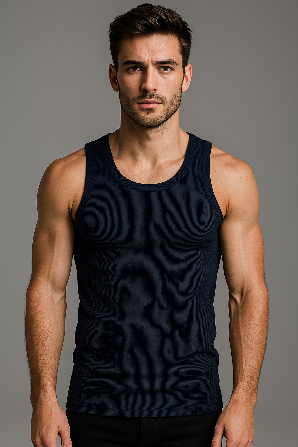 Plain Men’s Round Tank Top [JOHN SON] Muscle Shirt Super Heavy Weight [ M-3XL ]