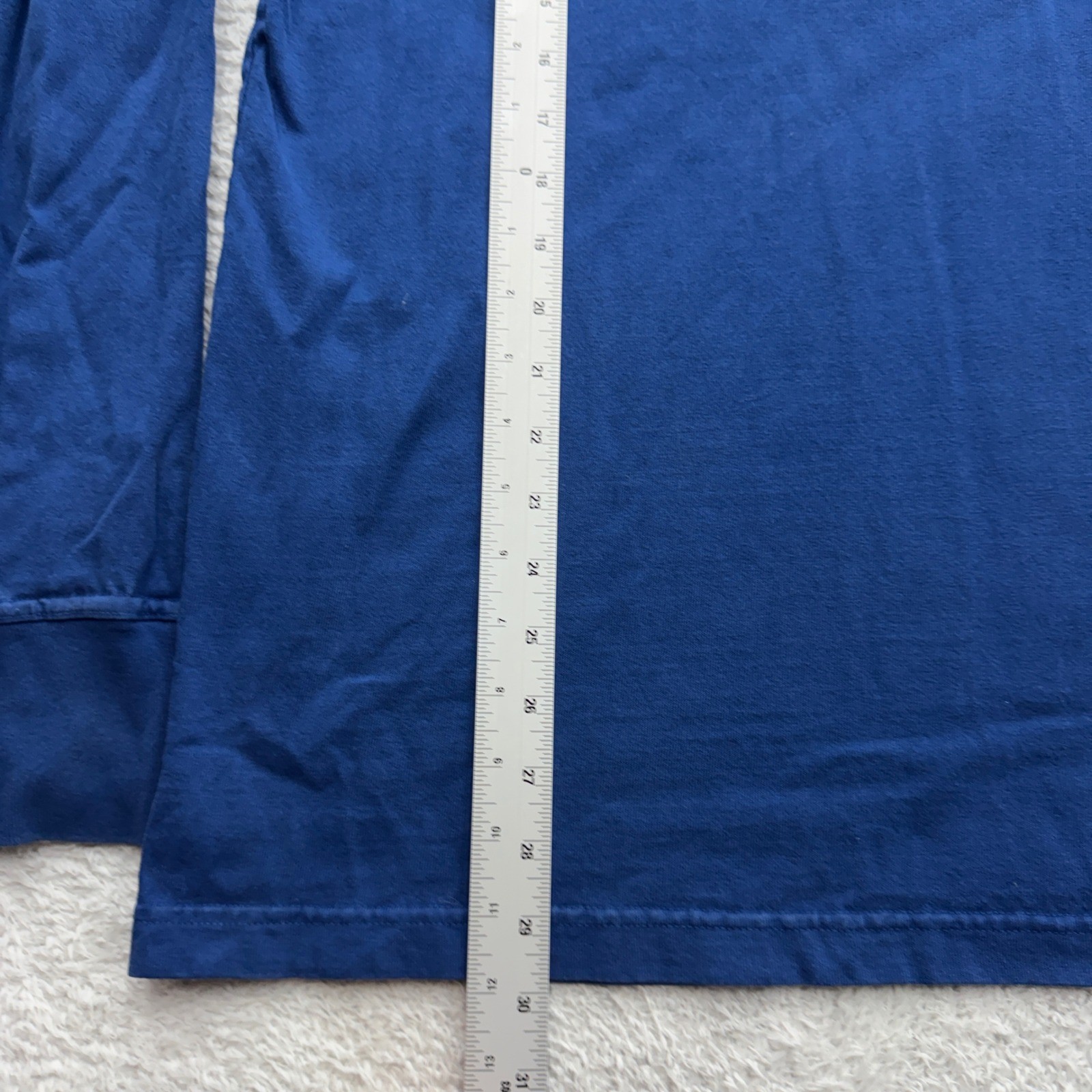 American Giant Mens Blue Long Sleeve Hooded T-Shirt Pullover Size M Made in USA
