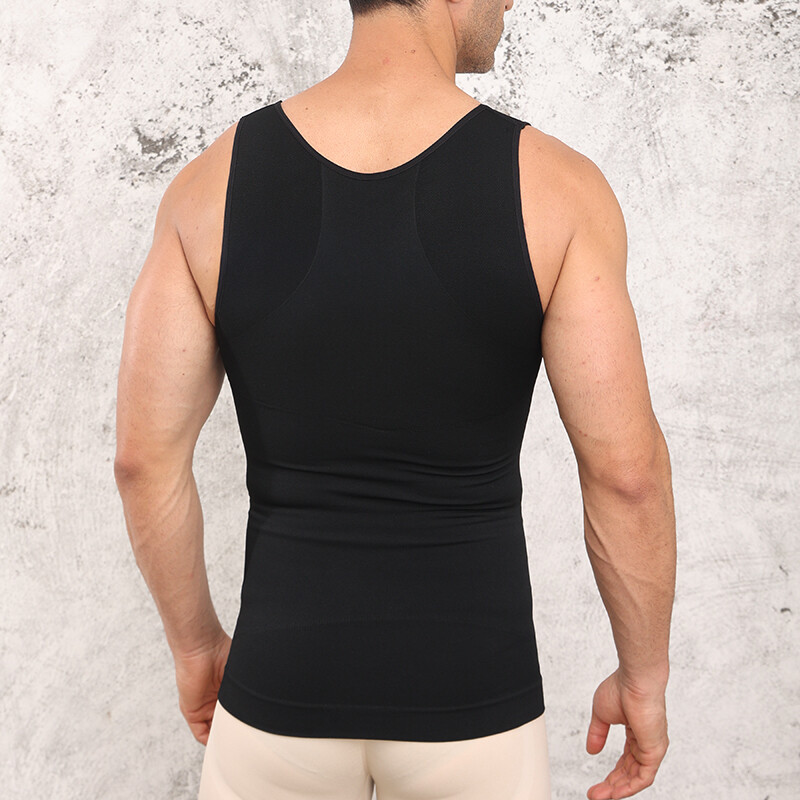 Mens Compression Shirt Slimming Body Shaper Vest Waist Traner Tops Tummy Control