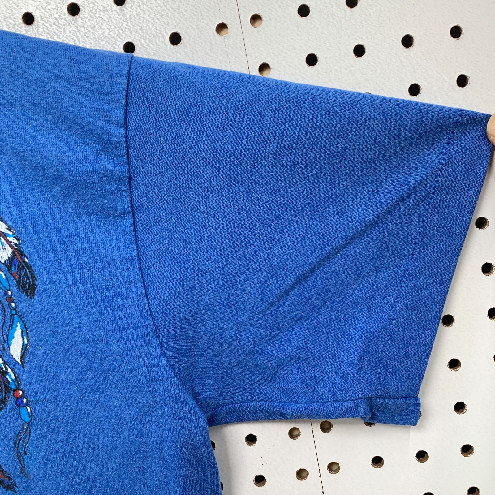 Vintage 90s Indian Dream Catcher Shirt Blue Men Medium Beaded 19×27